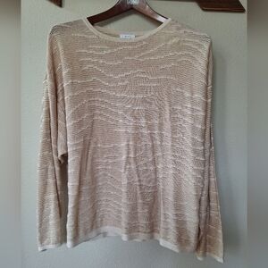 Pure Jill Womens Linen Blend Textured Sweater Oatmeal Size M
